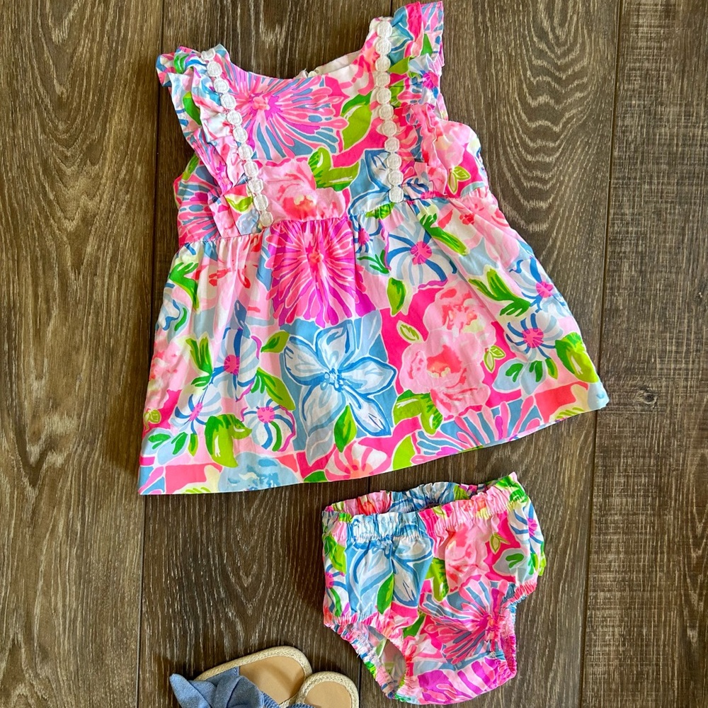NWOT Lilly Pulitzer 3-6 month dress and bloomers